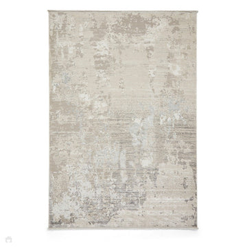 Mirage MR93 Modern Abstract Distressed Metallic Shimmer Soft Textured High-Density Polyester/Viscose Mix Low Profile Short Pile Grey/Beige/Cream Rug-Think Rugs-Rug Love - The Most Loved Rug Store